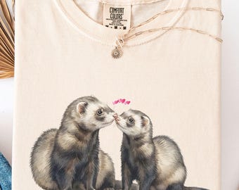 Ferret Love Shirt for Valentines Day, Gift for Ferret Owners, Mom, Animal Lover, Casual Comfort Colors® T-Shirt, Premium Apparel