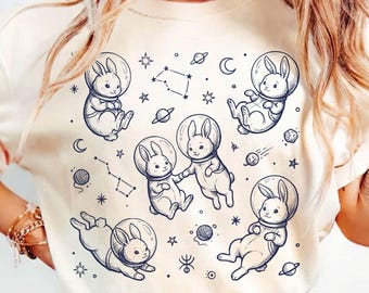 Bunnies in Space Shirt,Funny Bunny Tshirt, Comfort Colors® Astronaut Rabbit Tee,Rabbit Lover Gift, Bunny Tee,Funny Easter Shirt