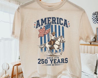 Comfort Colors® USA Cropped Tee America 250th Anniversary Gift 250 Years 4th of July Tshirt US 250 Years T-Shirt, Western Boxy Tee