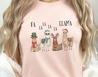 Fa La La Llama Christmas Sweatshirt - Funny Ugly Sweater Party Top, Gift for Llama Lover, Llama Shirt