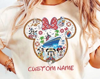 Custom Disney Cruise 2026 Comfort Colors T-Shirt, Personalized Name Mickey and Friends Family Matching Shirt, Cruise Vacation Apparel