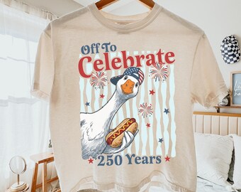 Off To Celebrate 250 Years Silly Goose Crop Shirt, Liberal 4th Of July Crop Tee, Comfort Colors Political Tee, Resist Fascism USA 250 Tee