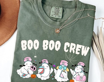 Halloween Nurse Shirt, Comfort Colors Boo Crew Spooky Season Tee, Nurse Gift for Women, Ghost Nurse Shirt, Nursing,Spooky Nurse,Boo Boo Crew