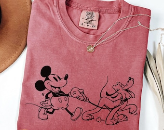 Comfort Colors® Disney Mickey Mouse Pluto Dog Shirt, Mickey and Friends, Disneyland Family Matching Shirt, Magic Kingdom, Gift for Dog Lover