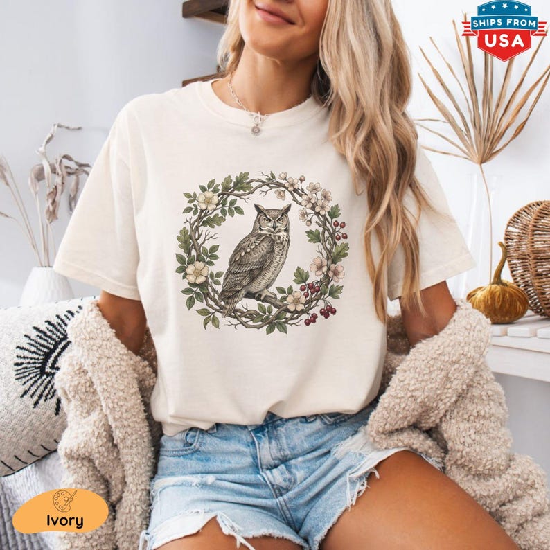 Discover the perfect blend of vintage Gothic charm and nature-inspired artistry with our Comfort Colors® Owl Shirt. Designed for adults who love birdwatching, wildlife, or simply appreciate unique, artistic apparel, this unisex long sleeve tee is a must-have addition to your casual wardrobe. Featuring a beautifully detailed owl surrounded by delicate florals, this forestcore-inspired top captures the mystique of the wilderness while offering unbeatable comfort.