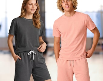 Comfort Colors® T-shirt & Sweatshorts Set, Unisex Relaxed Fit Lightweight Adult Sweat Shorts 1468, Garment-Dyed 100% Cotton