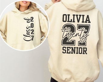 Senior 2027 Custom Name Sweatshirt, Class Of 2027 Hoodie, High School Graduation Gift, Personalized Graduation Shirt