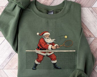 Christmas Tennis Shirt, Santa Claus Tennis Player Sweater, Tennis Ball, Lawn Tennis Player, Tennis Lover Shirt, Christmas Tennis T-shirt