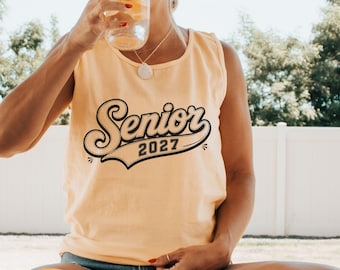 Comfort Colors Senior 2027  Shirt, Class of 2027 Tank Top, Grandmillennial High School Senior Tee, Graduation Gift