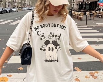 Disney Halloween Shirt: No Body But Me , Comfort Colors Retro Mickey Ghost T-Shirt, Cute Spooky Disney Fan Gift, Unisex Casual Tee