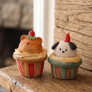 Handgefertigte Cupcake-Hundefigur aus Ton, passiver Diffusor für ätherische Öle, Regaldekoration