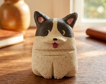 Handmade Ceramic Dog Diffuser, Unglazed Pottery Scent Stone, Bookshelf Decor