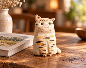 Handmade Rustic Ceramic Cat Diffuser, Ornamental Scent Stone, Cat Lover Gift