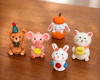 Handmade Ceramic Animal Diffuser Stones: Cat, Bear, Bunny, Elephant, Tiger (Passive Oil Decor)