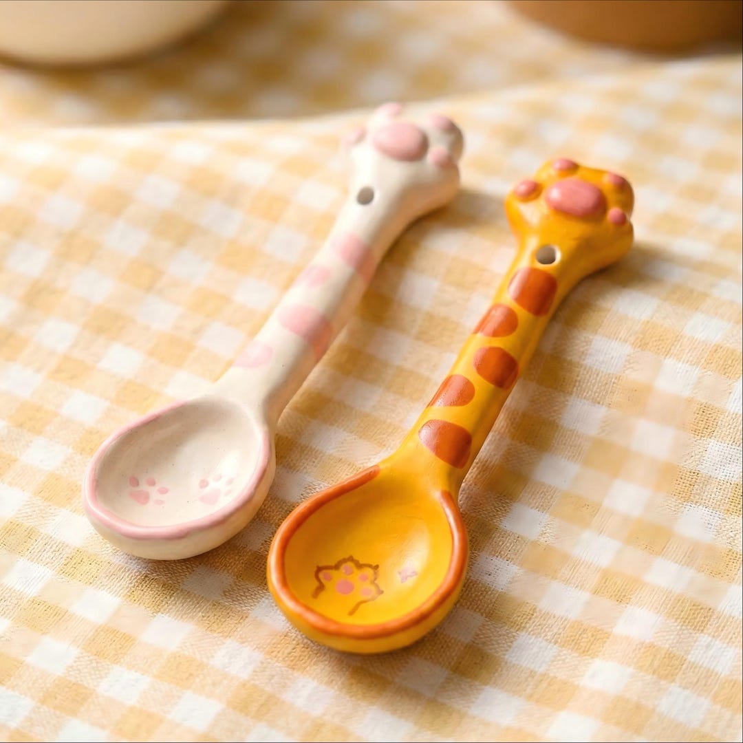 Handmade Ceramic Cat Paw Spoon, Dessert Ice Cream Coffee Stirrer - Etsy UK