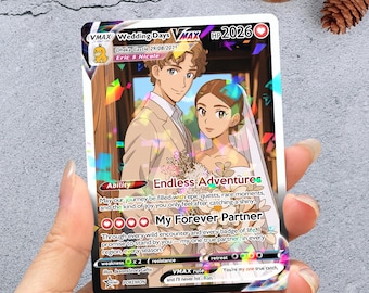 Carte d'anniversaire Poke personnalisée, cadeaux d'anniversaire personnalisés, cadeau photo anime personnalisé pour couple, cadeau de mariage, cadeau de famille