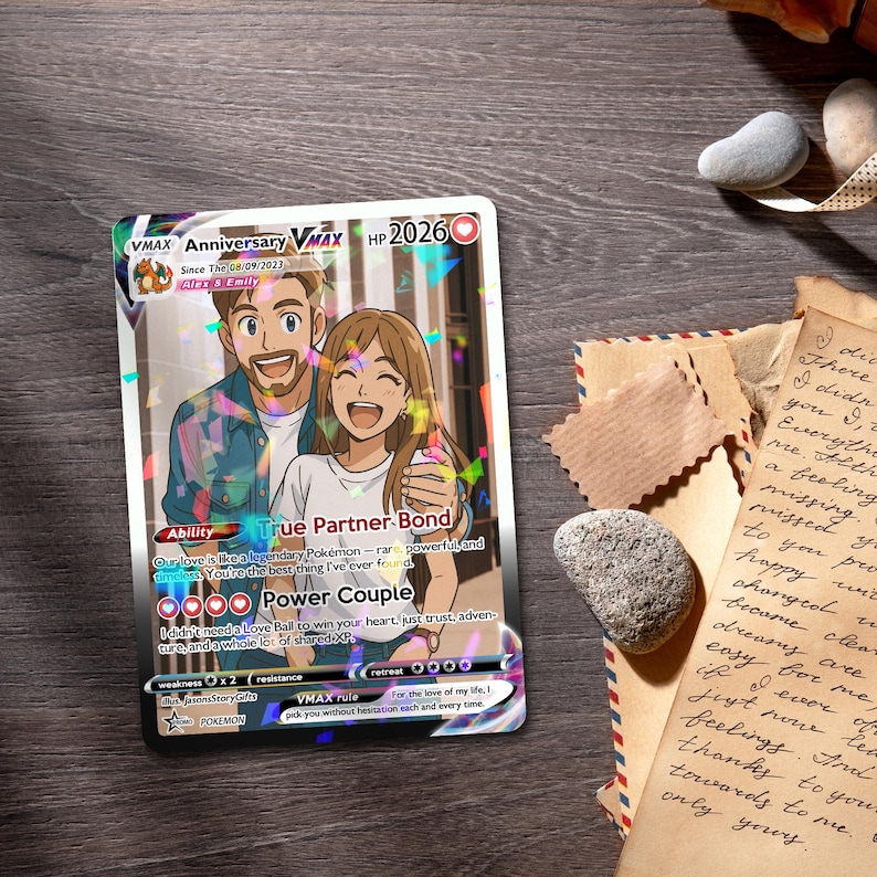 Personalized Poke Anniversary Card, Personalized Anniversary Gifts, Custom Photo Anime Gift for Couple, Wedding Gift, Family Gift image 7