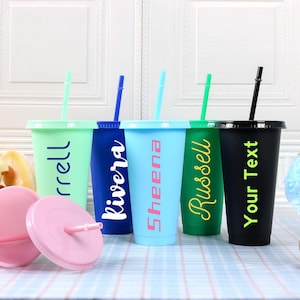 Personalized Name Cold Cup 24oz | Reusable Tumbler with Lid & Straw