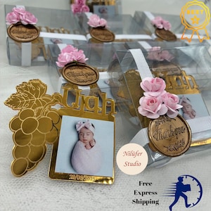 Grape Foto Frame, Baptism Photo Frame Magnet, Baptism Favors, First Holy Communion, Refigrator Magnet for Guest Gift, Baptism Giveaways