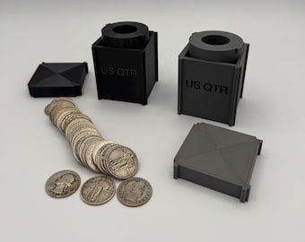US Quarter Coin Tube | Stackable Storage | Holds a Standard Roll | 3D Printed Coin Organizer