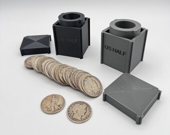 US Half Dollar Coin Tube | Stackable Storage | Modular Safe Organizer | 3D Printed Coin Roll Holder