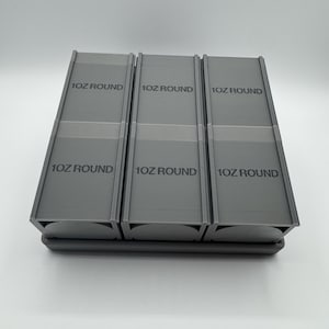 Conjunto de 6 Tubos para Prata de 1 oz | 6 Tubos + Bandeja Empilhável | Sistema Modular de Armazenamento de Metais Preciosos