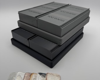 1 oz Silver Bar Case Bundle | 6 Cases + Stackable Tray | Modular Bullion Storage