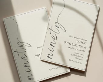 90th Birthday Invite | Milestone Birthday Invitation Template | Editable 50th 60th 70th Birthday | Minimal Printable Invite