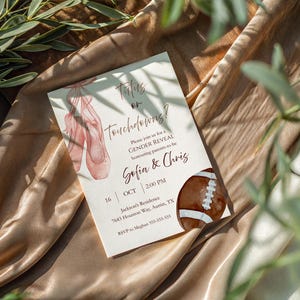 Invitación para revelar el género de tutús o touchdowns / Invitación editable para baby shower de deportes vs. ballet / Plantilla imprimible
