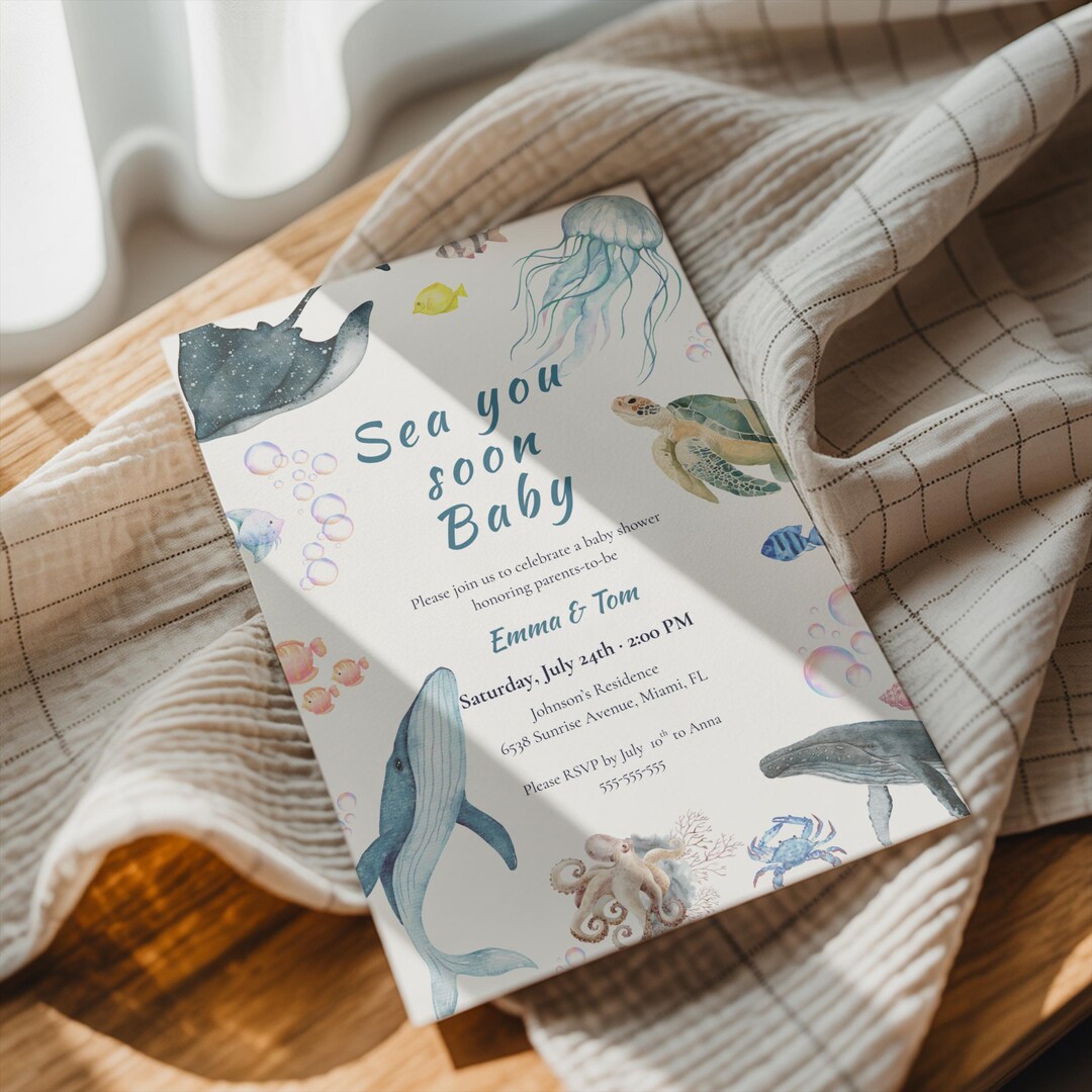 Sea You Soon Baby Shower Invitation | Ocean Baby Shower Invite ...