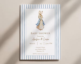 Rabbit Baby Shower Invitation | Storybook Bunny Baby Shower Invitation | Watercolor Bunny Baby Shower Invite | Editable Template