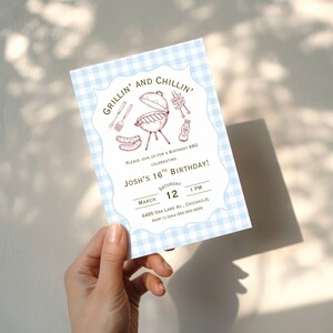16th Birthday BBQ backyard party invitation, printable 5x7in template