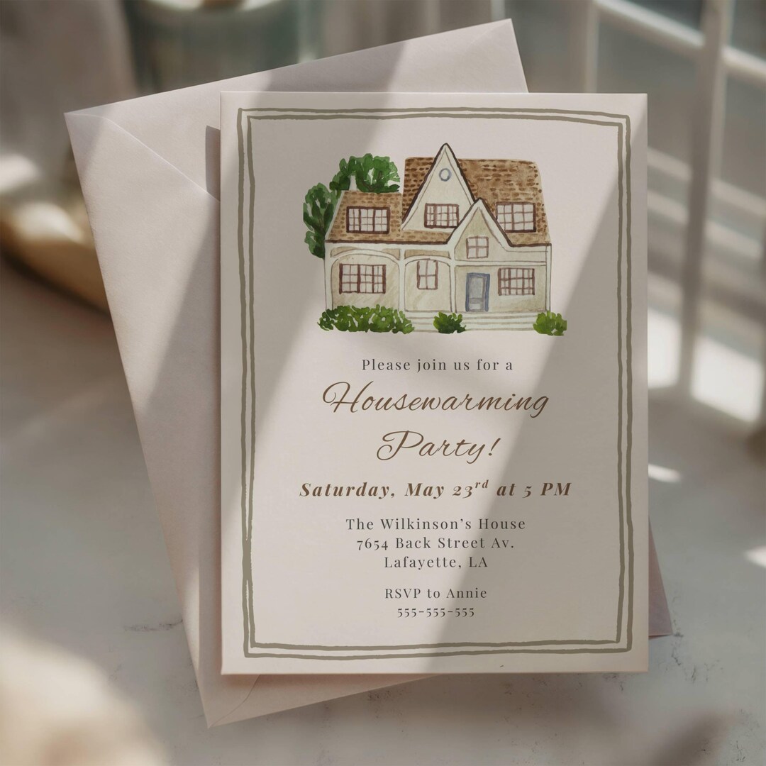 Editable Housewarming Invitation Template, Watercolor Home Invite, New ...