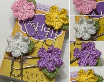 Crochet Flower Big Paper Clip Bookmark