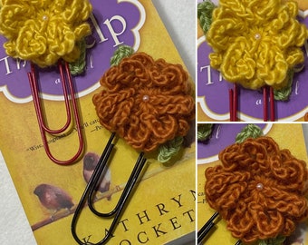 Crochet Flower Big Paper Clip Bookmark