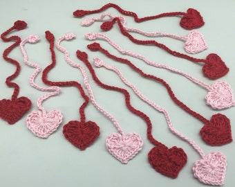 Crochet Heart Bookmark_Pink & Red