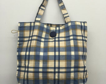 CA Fold Me Up Carry All Tote_Blue Plaid