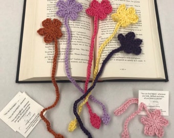 Crochet Spring Flower Bookmarks_ Assorted Colors