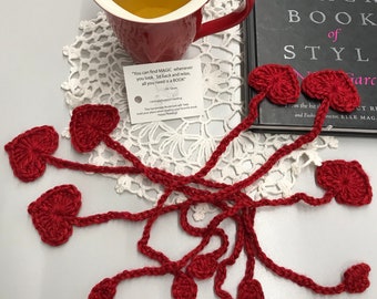 Crochet Red Heart Bookmarks