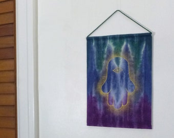 Hamsa, Small Fiber Art Wall Hanging, Original Art