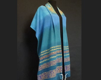 Made to Order - Tallit, Teal, Hand dyed Hand printed - 4 fabrics available