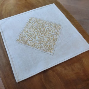 Matzoh Cover, White and Silver or Gold, Up-cycled Vintage Linen Gold