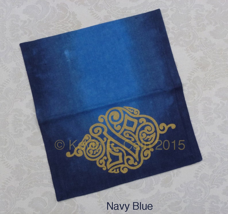 Afikomen Pouch, Passover Seder, Hand-dyed, Silkscreened Navy Blue