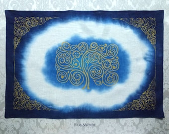 Tree of Life Challah Cover, Hand-dyed, Silkscreened