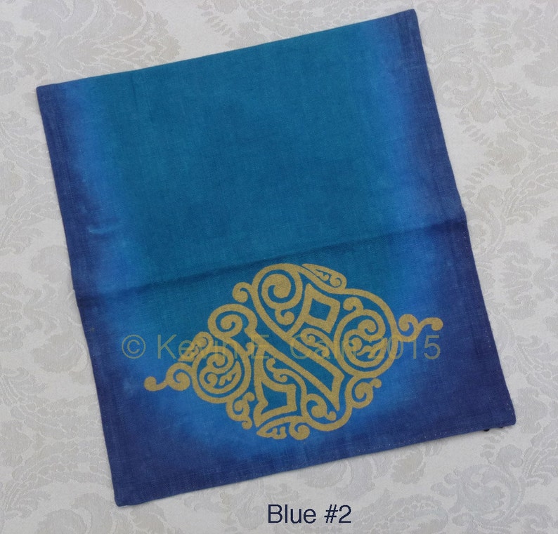 Afikomen Pouch, Passover Seder, Hand-dyed, Silkscreened Blue #2