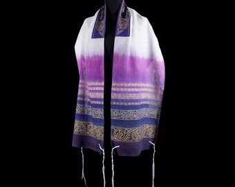 Made to Order - Lightweight Linen Tallit Hand dyed Hand printed OOAK