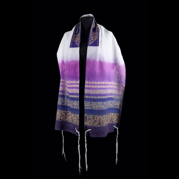 Made to Order - Lightweight Linen Tallit Hand dyed Hand printed OOAK