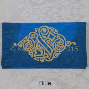 Afikomen Pouch, Passover Seder, Hand-dyed, Silkscreened Blue