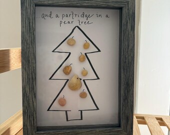 First day of Christmas: 5 1/2” by 7 1/2” Shadowbox
