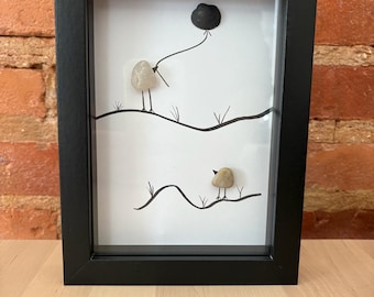 Birdies and kite: 5 1/2” by 7 1/2” Shadowbox